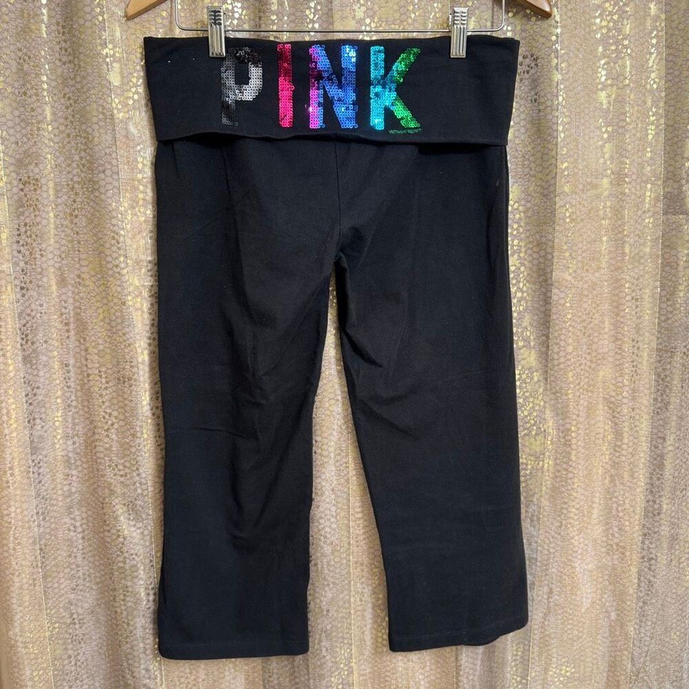 PINK Victorias Secret Y2K Vintage Rainbow Sequin Bling Foldover Legging M